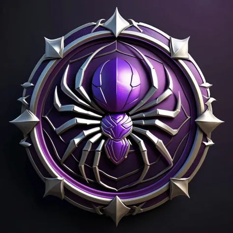 Realistic Round Shield Shape Emblem of a Chinese Platinum&Purple Spider, Dark Theme, Body, Cool, Platinum&Purple Crown, Platinum&Purple Spider For Honor Name, Cinematic, Dark Fantasy, Illustration, 4k, Ultra Resolution, 3Dv0.2v0.2 Render