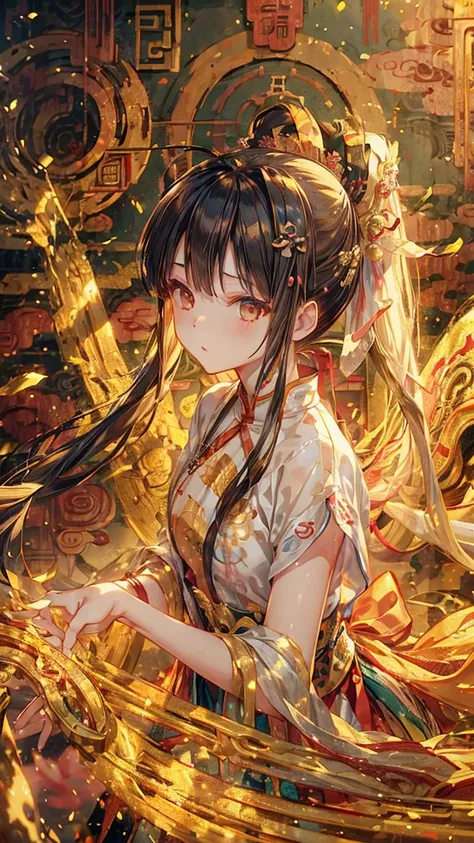 reality, Best Quality ,  ancient Chinese martial artist,A delicate cheeked ，Bangs,  Ponytail,  very long hair, ribbon, Chest,  wearing a white antique fairy costume,art style,,