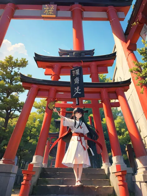 Picture of rising luck with money 、God under the torii gate of a shrine々Shiite Serpent