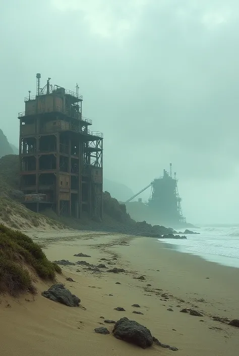 Naked mines on the beach