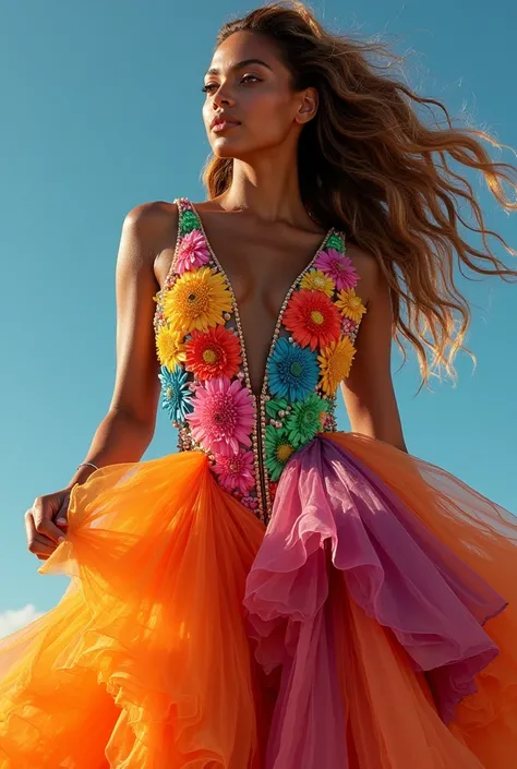 Beyoncé with colorful surprise dress 