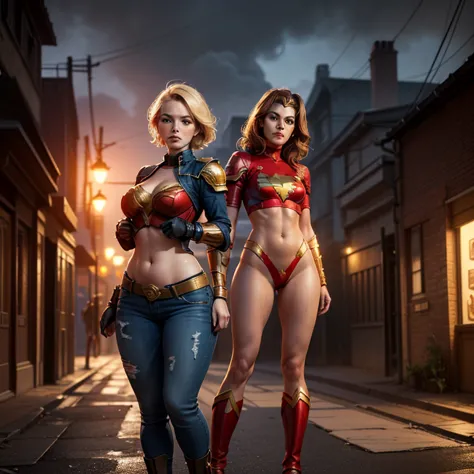 - Photorealistic with perfect details, Cinematic, Masterpiece, HD, Sexy CGI.

- Beautiful woman "Venezuela", Medium blonde hair, sparkling eyes, expressive face.

- Wearing a costume ("Full Sexy Armor"), a costume that embodies the form of "wonder girl-DC ...