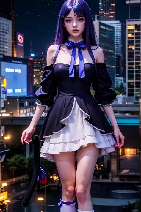 (1 lady), (Best quality at best:1.4), (ultra - detailed), (extremely detailed CG unified 16k), A Beautiful Woman with Perfect Figure: 1.4, Sharp Focus: 1.2, purple hair, very detailed, High-definition RAW color photo, professional photoshooting, amazing fa...