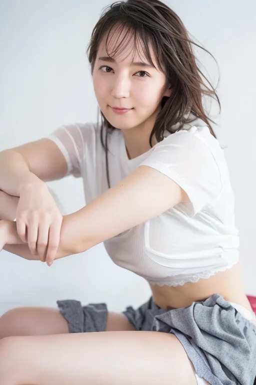       beautiful girl   , natural body shape,Innocent,    real skin without makeup      ,      extremely detailed colors   ,                 super precision     ,    natural appearance    ,((whole body)),   soft fabric without shine  、(( シンプルな無地の high schoo...