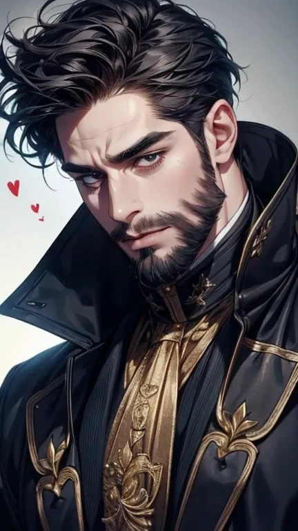 (  borrowed letter ,4K,8k,  highres,  masterpiece:1.2),  ultra-detailed ,(realistic,photorealistic,photo-realistic:1.37),36-year-old man,3 day beard,cute anime ,Portraits,strong,Masculine,  dark hair,sharp jaw,    mesmerizing eyes    ,  perfectly combed ha...