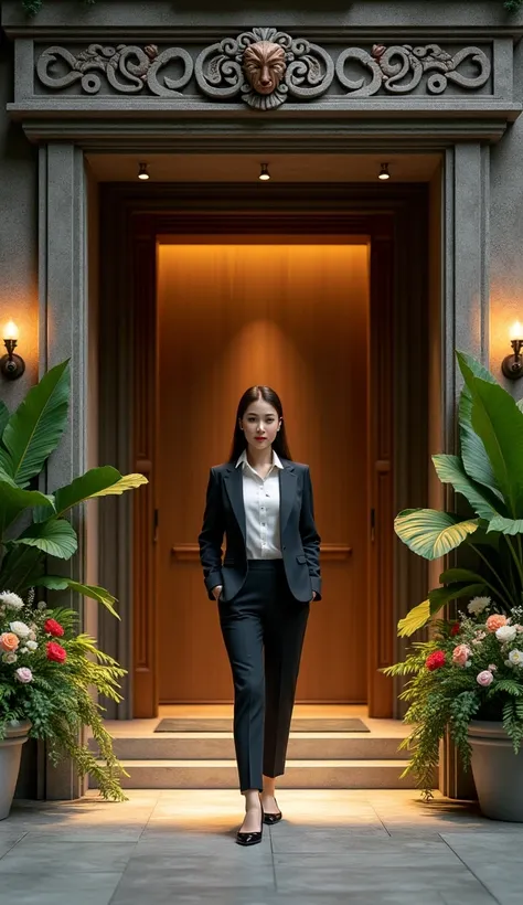 CGI Concept: "Empowered Career Woman at the Bank Entrance" (Text-Free Visual Description)

In a striking CGI-rendered scene, a confident career woman stands poised at the entrance of a modern bank, seamlessly blending contemporary professionalism with the ...