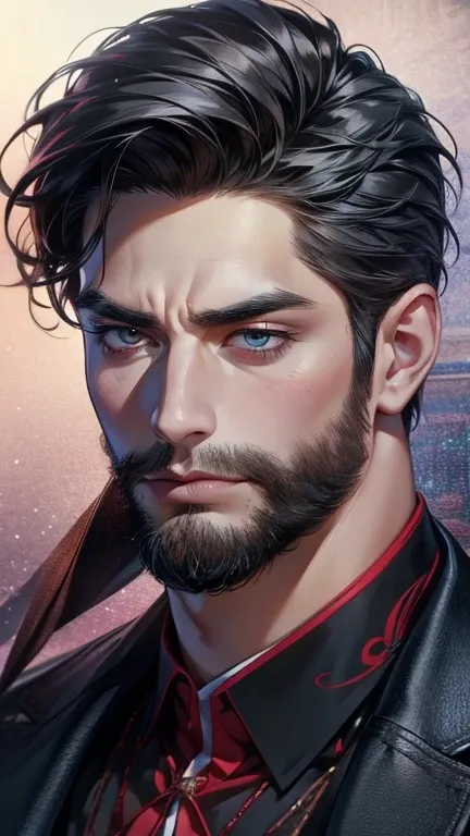 (     borrowed letter ,4K,8k,     highres,     masterpiece :1.2),     ultra-detailed    ,(realistic,photorealistic,photo-realistic:1.37),36-year-old man,3 day beard,Beautiful anime,Portraits,strong,Masculine,      with black hair  ,sharp jaw,         mesme...