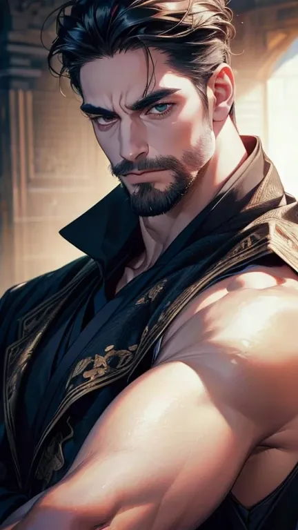 (     borrowed letter ,4K,8k,     highres,     masterpiece :1.2),     ultra-detailed    ,(realistic,photorealistic,photo-realistic:1.37),36-year-old man,3 day beard,Beautiful anime,Portraits,strong,Masculine,      with black hair  ,sharp jaw,         mesme...