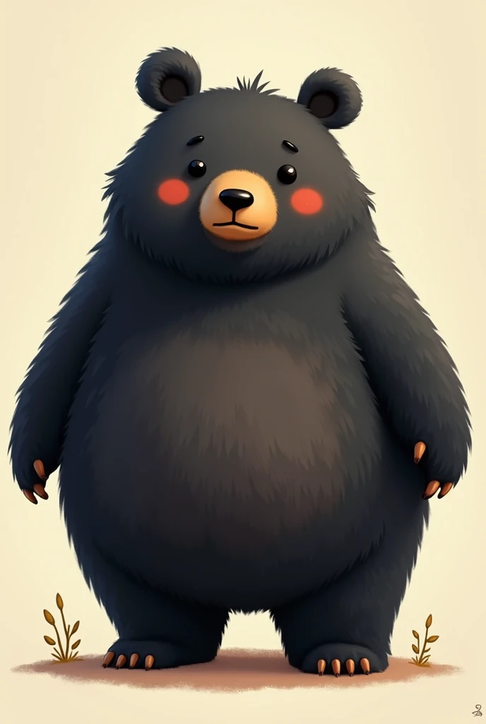 Create the image of a chubby anthropomorphic black bear with nipples 