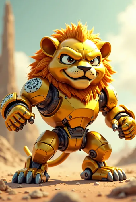 Cartoon animated robotic golden lion socking pic 