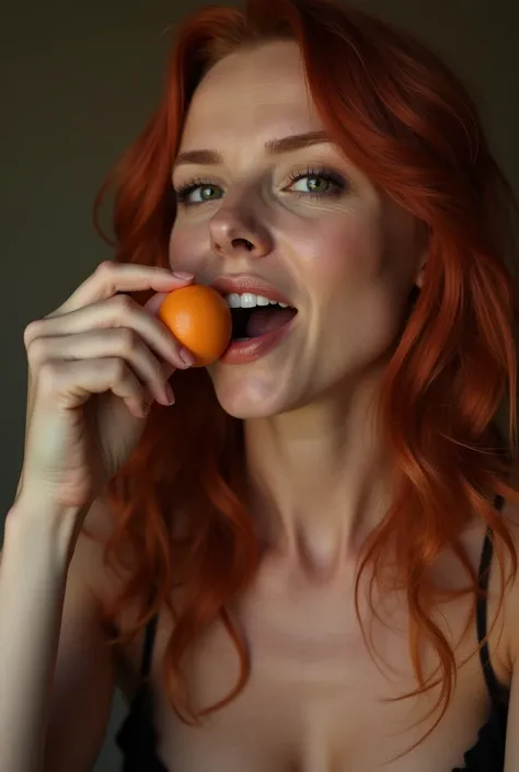 Redheaded woman sucking a big penis 