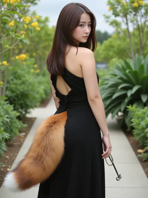 ((   Top Quality , 8k)), ((  Juliet sleeve brown-haired girl 1)), ((   photorealistic)), ( Masterpiece),   perfect face in the room , (( woman with fox ears  )), ((  that woman has a tail sticking out   )), Fox Girl, (Her tail is big   ), (  that beautiful...