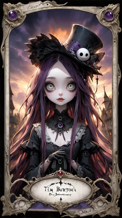   Tim Burton's Style、 extremely realistic 、 Trading Card 、