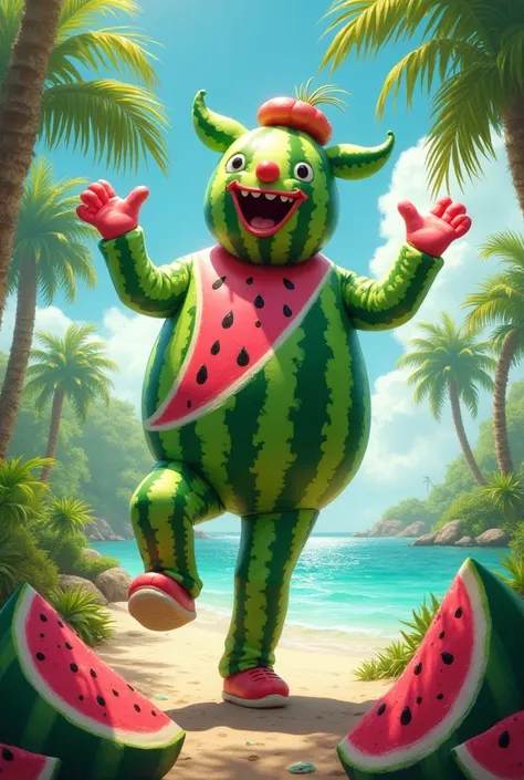 dancing  in a watermelon suit