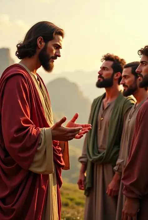 Picture of Jesus teaching and one man ask him a question 