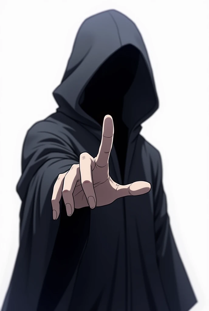 Shadow man, anime, One hand in front and palm facing up, white background, Robe, 