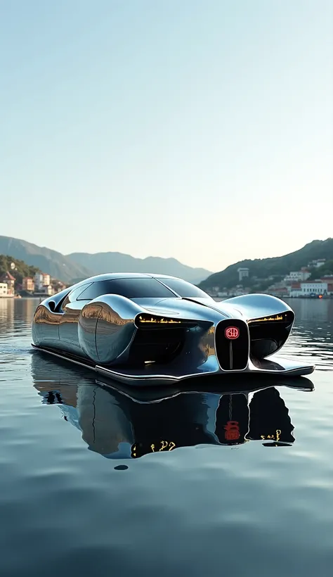 Mix of a bugatti and and a ship in water