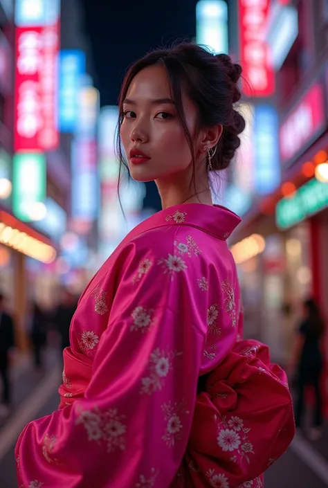 Tokyo Vivid pink kimono for women is cool