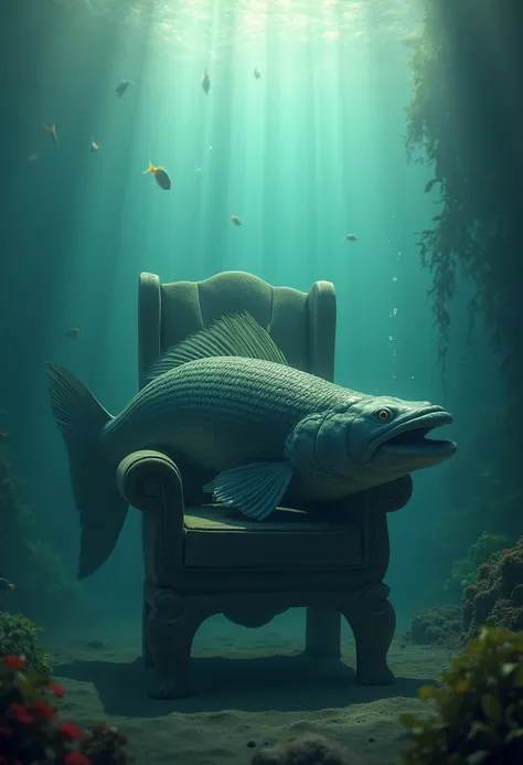 arapaima fish sitting on chair in sea