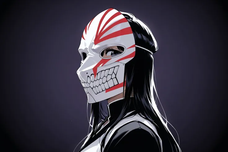 mask of the empty, mask from anime bleach, three-quarter turn, half-side