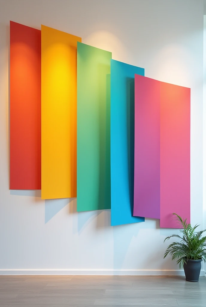 Can image five papers on the wall and five colors and big 