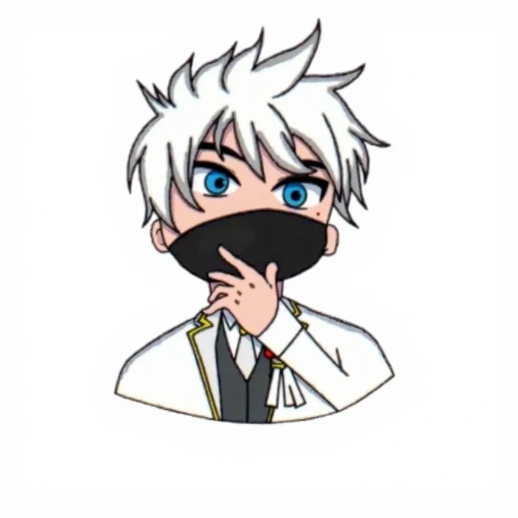 a close up of a person wearing a mask with a tie, vector shaded anime, anime style character, 2 d anime style, a silver haired mad, in an anime style, anime styled, in anime style, telegram sticker design, telegram sticker, ken kaneki, kaneki ken, manga ch...