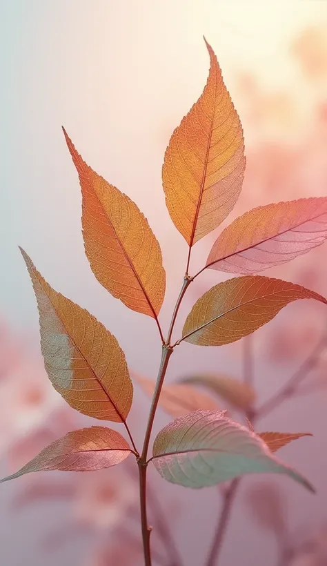 Magnifying leaves on light color background