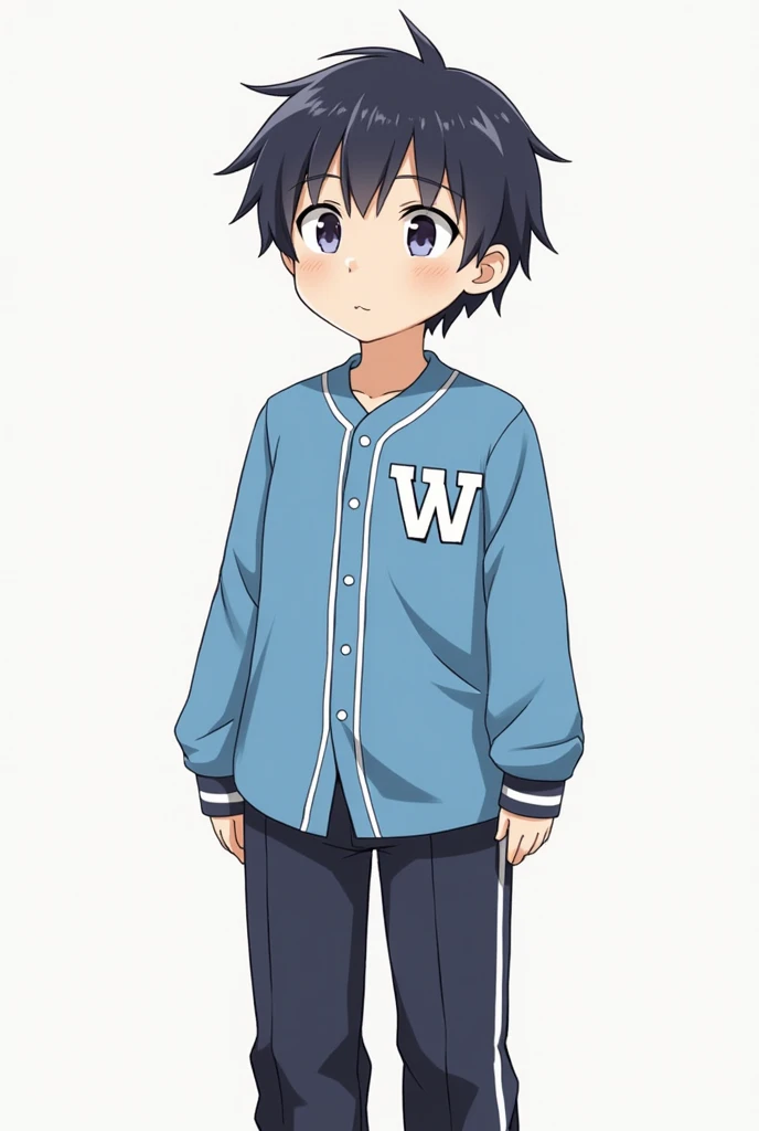 I'm a , in the 5th grade, and my nationality is Korean
I'm wearing a baseball uniform and my top is blue with long sleeves
The W character is embedded in the right chest, so the pants
The black long pants have a slightly plump body, a boy, and he's drawn a...