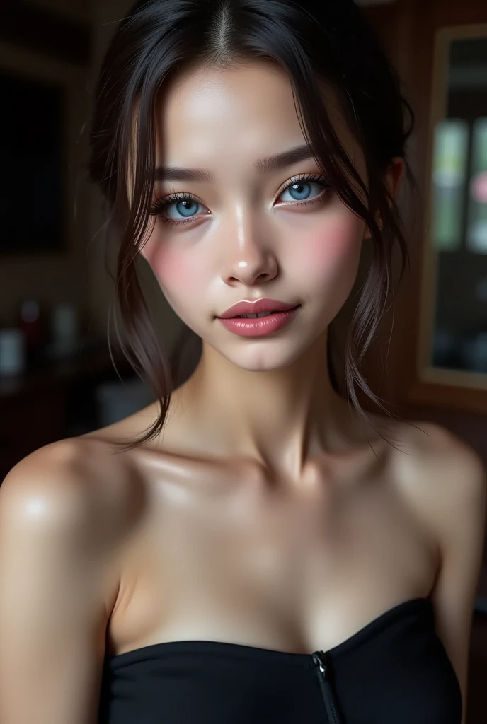 ((Make your subject look three-dimensional with the contrast of light and shadow)). photorealistic Realism 16K Quality: (Hyper absurd quality and details realistic texture velvet skin, hair), Photorealistic photo (portrait) a cute 1model:1.4 24yo, dslr, be...