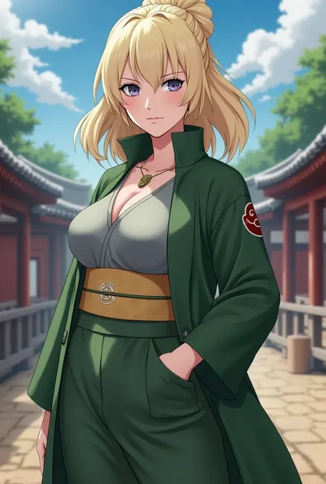 Tsunade, wearing bouffont, in naruto, big boobs 