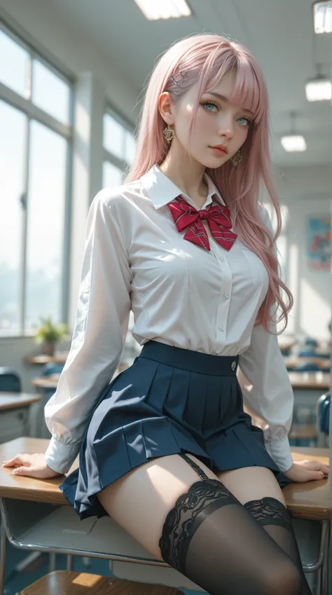  cyberpunk，Beautiful High School Girl，Beautiful high school girl wearing clothes and stockings ，pretty， Super Detail ，8k