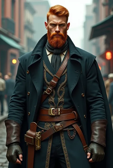 A warrior from the Victorian era, 18 years old, Red hair tight beard 