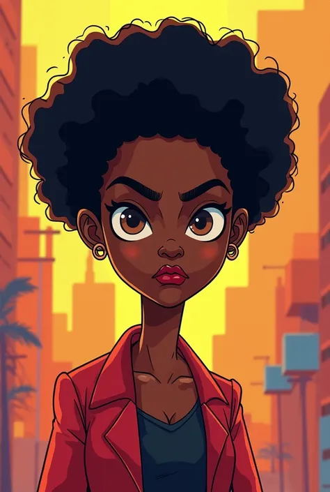 A cartoon picture of a black serous woman 