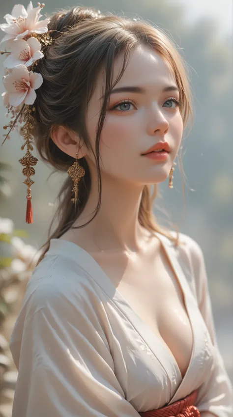 Combination of Elves and Human Japanese Female Samurai，8k， High detail， HD 