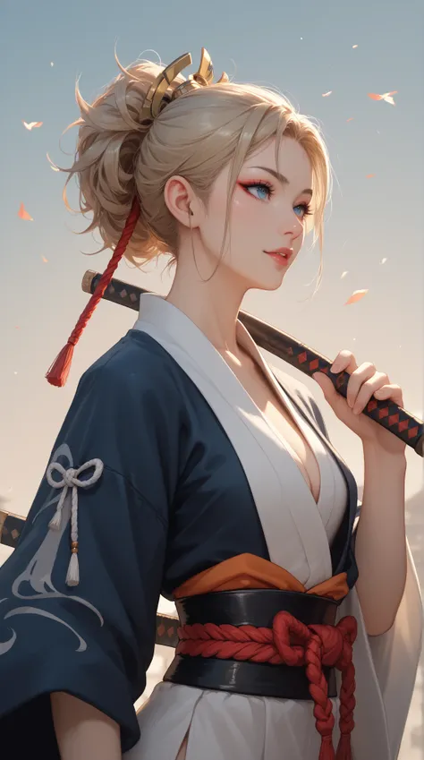 Combination of Elves and Human Japanese Female Samurai，8k， High detail， HD 