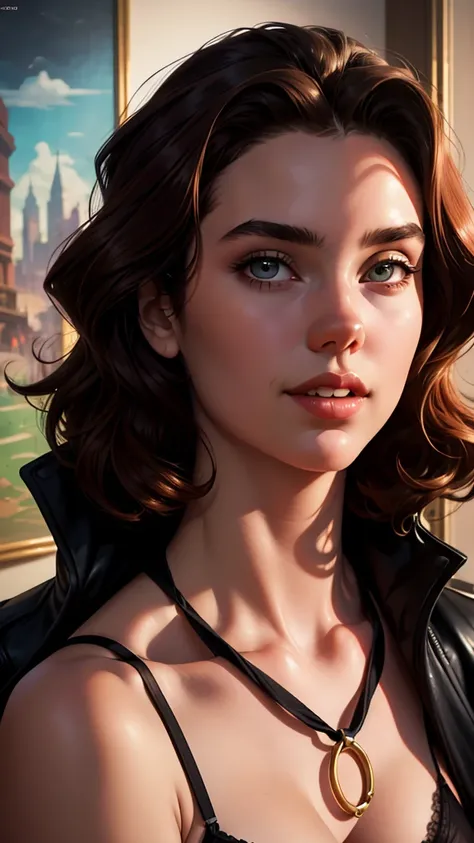 a close up of a woman in a black dress with a black coat, 🤤 portrait of , retrato rossdraws, fanart better artstation, IG Model | germ of art, anime cg art soft , por Oliver Sin, por Russell Dongjun Lu, retrato da cgsociety,  realistic painting of fluffy ,...