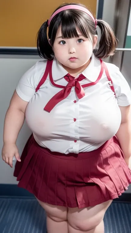 obesity ,Overweight  　American with blond twin tails　 blue eyes　 short twin tails wearing the wind,Jade hair ornament hair elastic　Young fat girl ,Cute plump elementary school student,fat young girl ,fat student ,極端にobesityした若い小学生, very fat and heavy young...