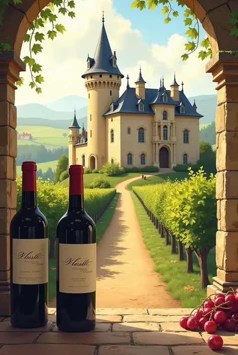 fait moi un flyer avec un château où on vend des vins blanc et rouges pendant une porte ouverte qui va se dérouler le 23 au 25 novembre
avec les écritures en français et le plus réaliste possible 