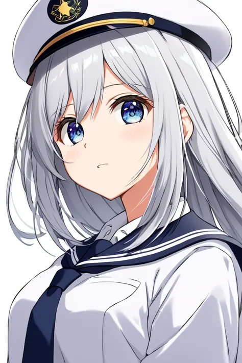  1 girl, Alone,  long hair,  high resolution,  high resolution,  simple background, silver Hair/ short silver hair,anime,uniform, high school girl