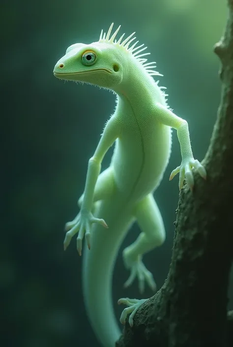  an ethereal figure emerged ,  floating with the disturbing elegance of a spectrum used to hovering the limits of reality.  A ghostly lizard with a translucent body materialized in the air ,  his green eyes shining with cunning .  

