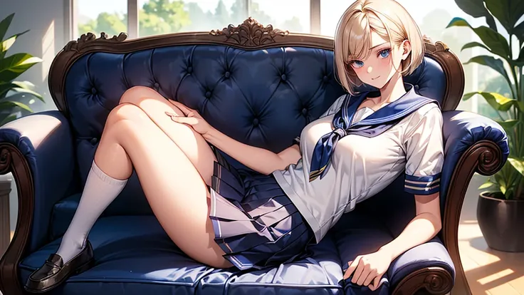 (((perfect anatomy, anatomically correct, super detailed skin))), 1 girl, japanese, high school girl, shiny skin, watching the viewer, 
beautiful hair, beautiful face, beautiful detailed eyes, (short hair:1.1, bob cut:1.2), dark blonde hair:1, blue eyes, b...