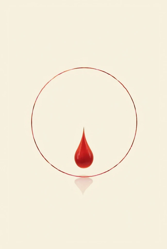  A thin circle that embraces a small drop of blood in the center.  The circle represents the cyclicity and the continuity of life , while the drop of blood is the symbol of donation .