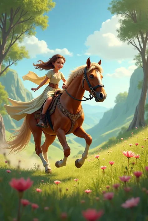 Create image gril riding horse