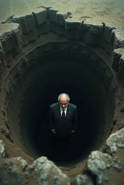 Image of President Lula inside a hole 