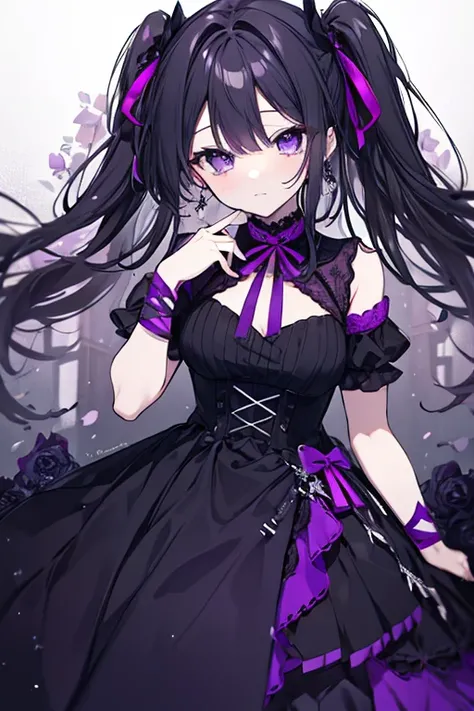 black and purple ribbon dress