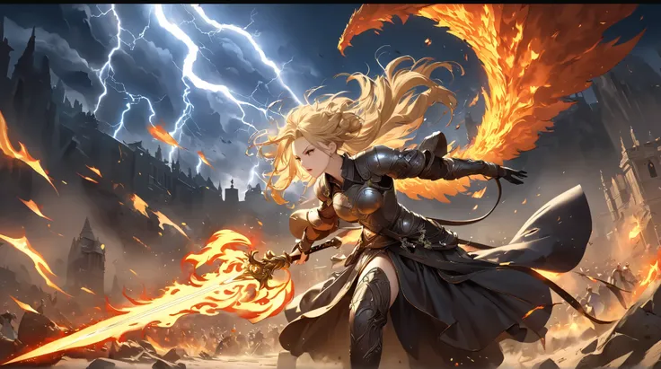 ((  Top Quality)),(  ultra high resolution),(  very detailed),(  detailed explanation ),((  best CG  )),(  Best Artwork  ), Ultra-precise art,  Amazing Painting Art,(Exquisite art:1.5),  dark fantasy art,   Female Angels, Blond hair tied in braids,  a beau...