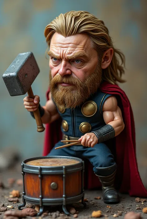 Poor Quality Hyper-Realistic Thor Replica Drums With His Hammer