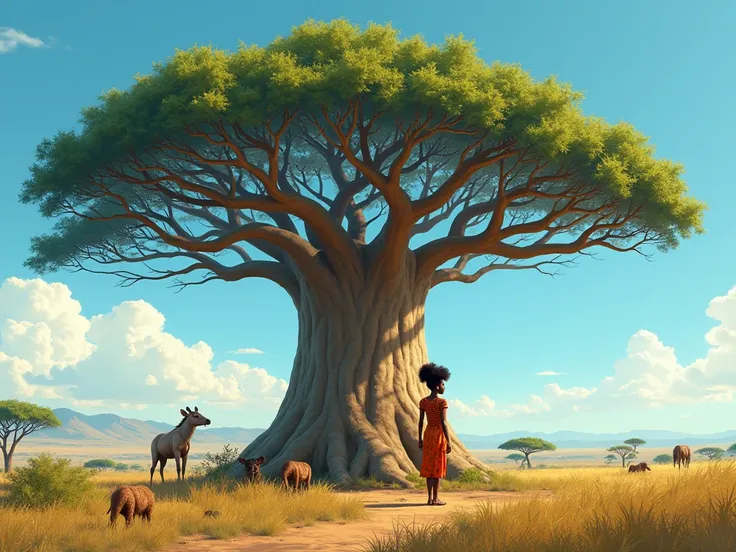 Gênerez moi une image africaine sur La jeune fille et l'arbre Baobab