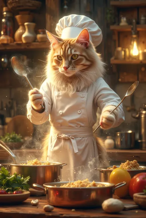 Cat preparing food 