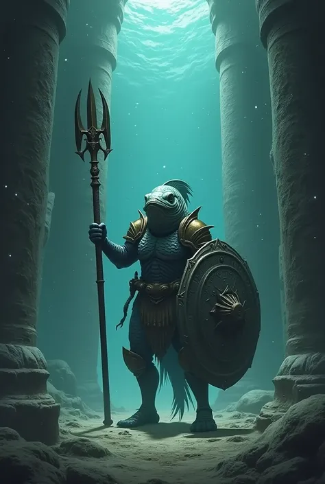 A fish soldier in an underwater monument